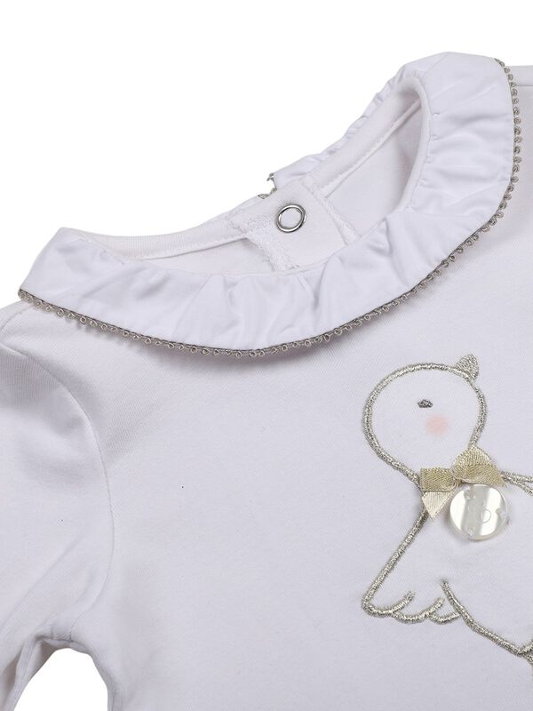 Girls Beige Printed Smock with Legging image number 4